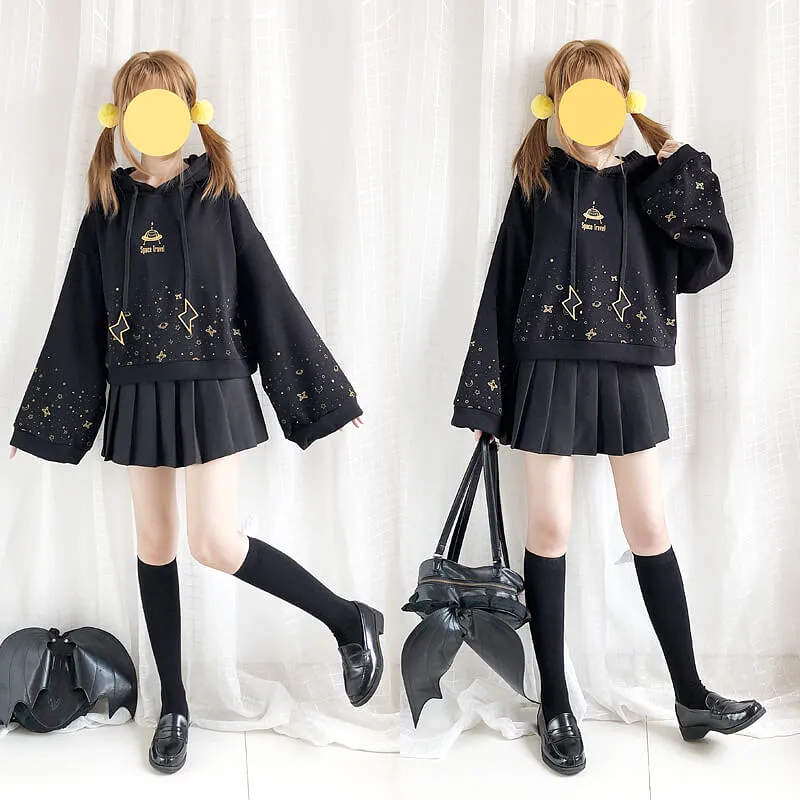 “ROAMING STARRY SKY TRUMPET SLEEVE HOODIE BY23246