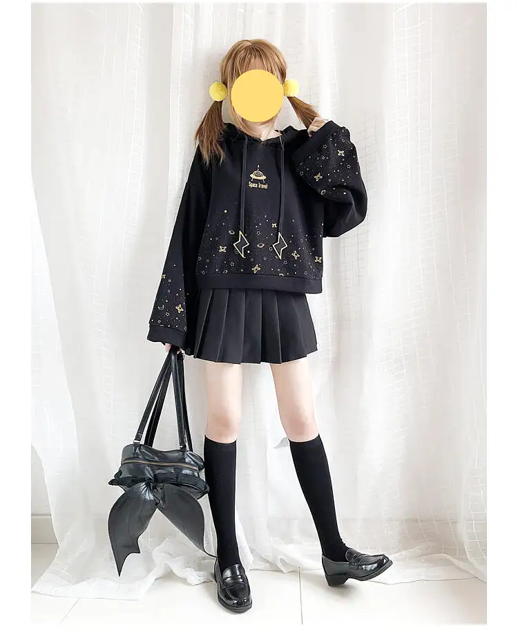 “ROAMING STARRY SKY TRUMPET SLEEVE HOODIE BY23246