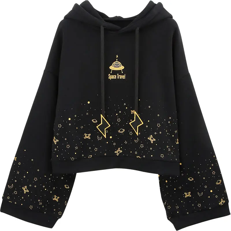 “ROAMING STARRY SKY TRUMPET SLEEVE HOODIE BY23246