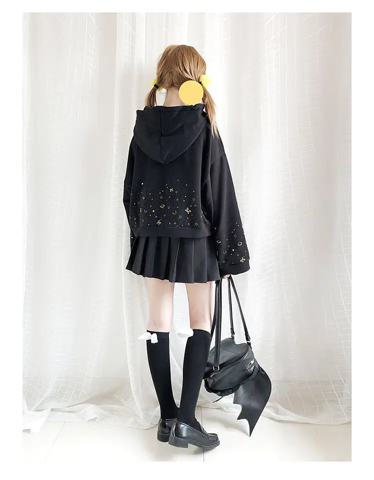 “ROAMING STARRY SKY TRUMPET SLEEVE HOODIE BY23246