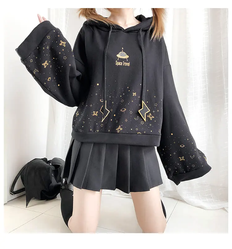 “ROAMING STARRY SKY TRUMPET SLEEVE HOODIE BY23246