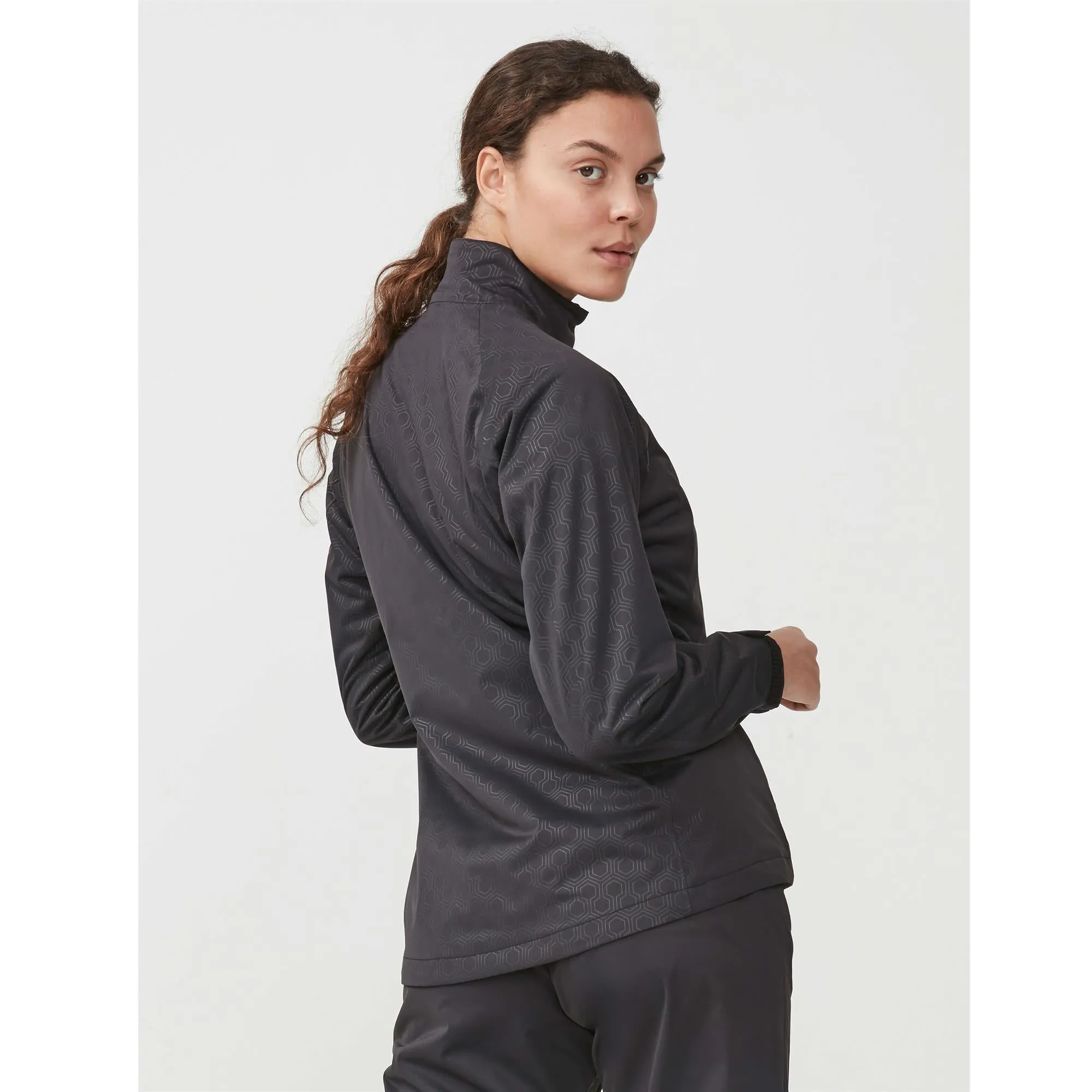 Rohnisch Ladies Waterproof Golf Jacket Geo Comb Black