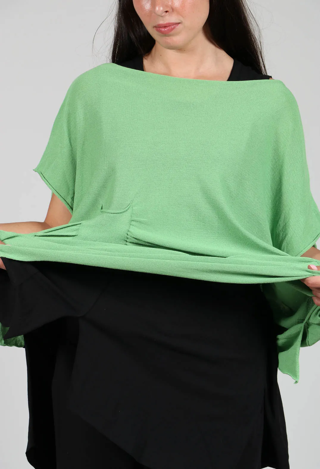 Ruched Sleeveless Sweater in Green