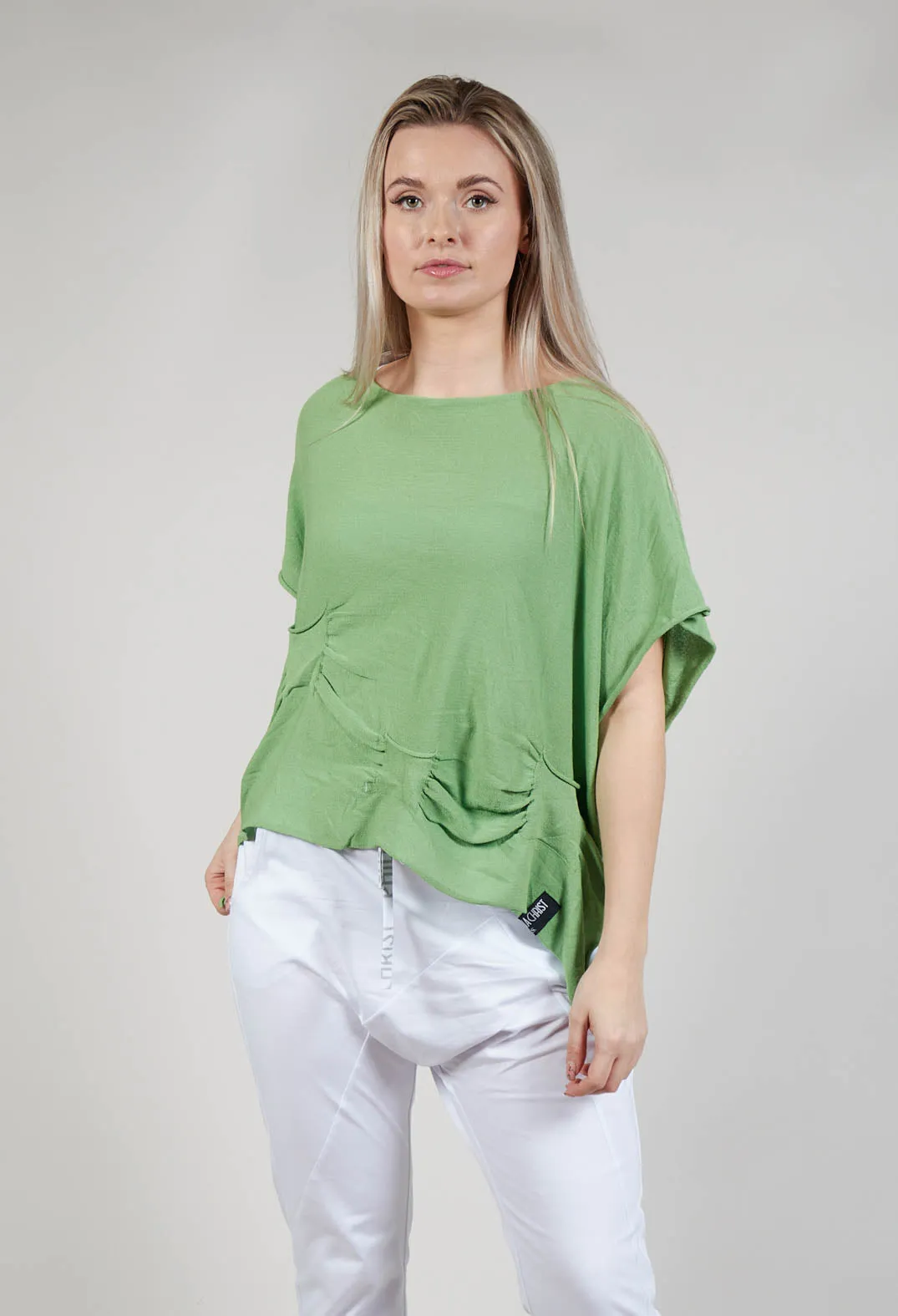 Ruched Sleeveless Sweater in Green