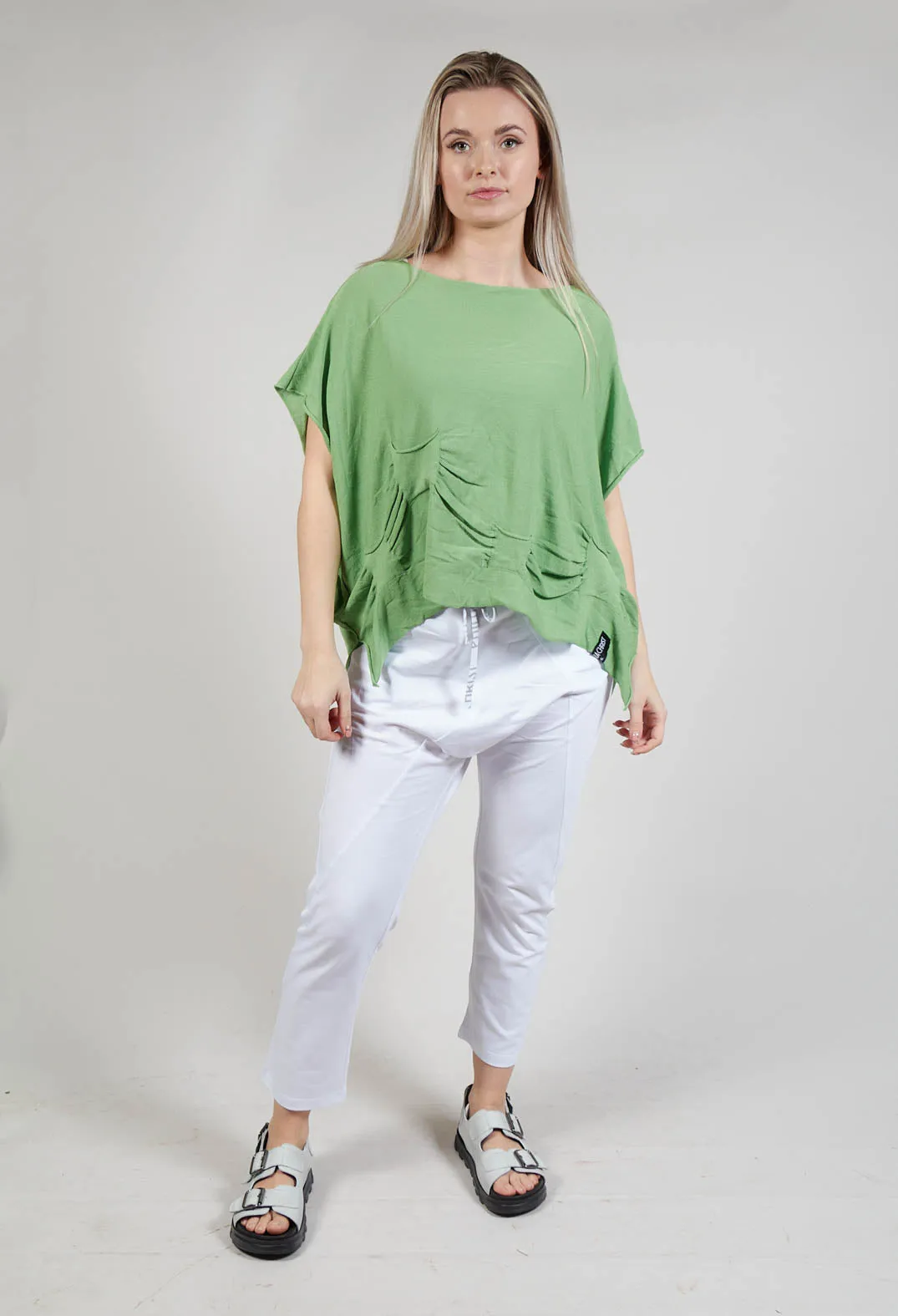 Ruched Sleeveless Sweater in Green