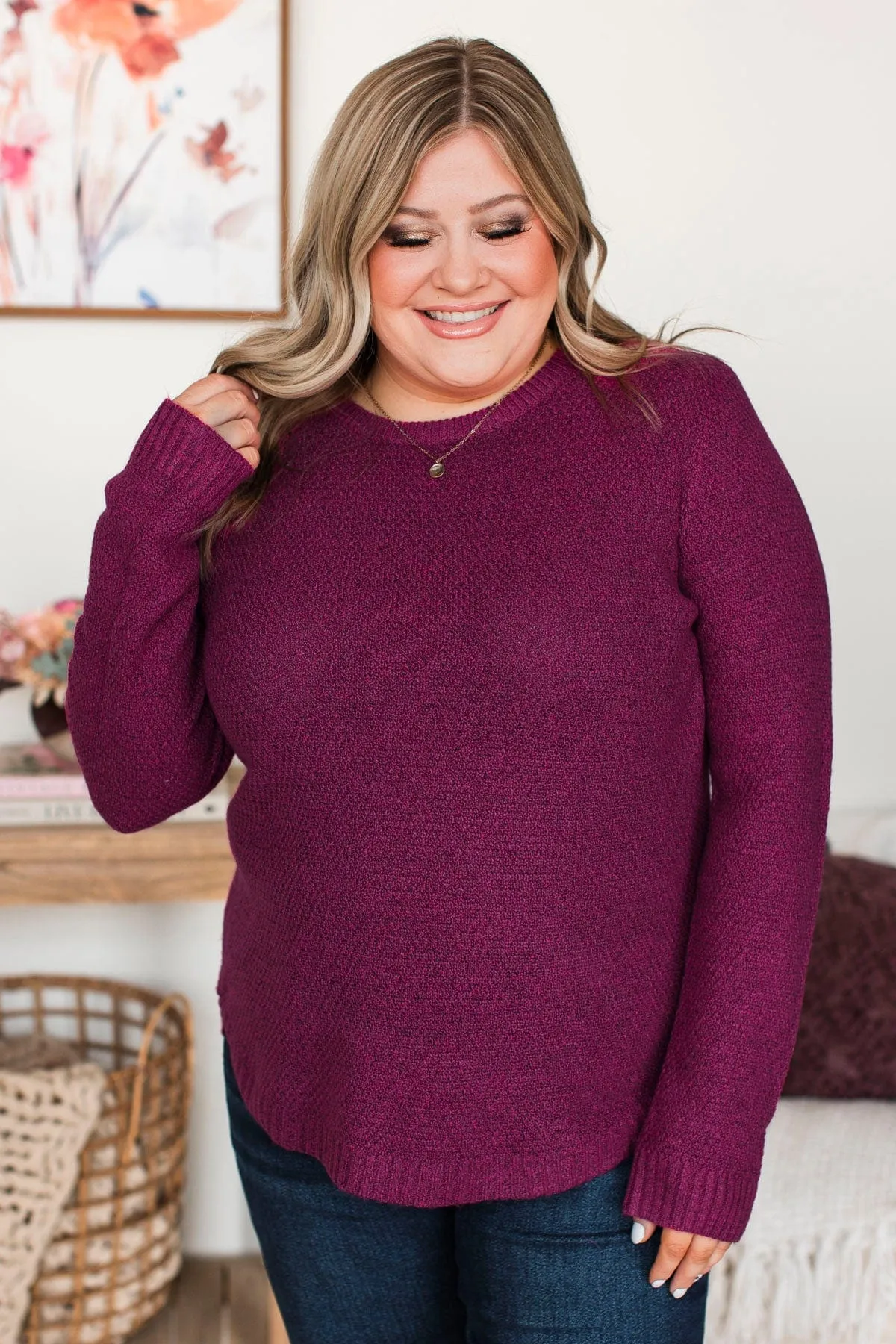 Runway Beauty Knit Sweater- Magenta