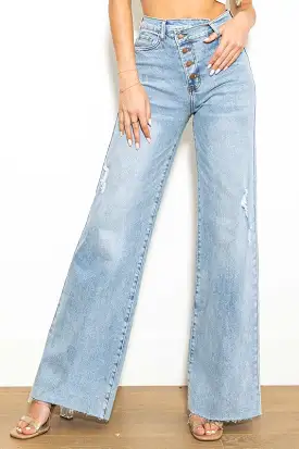 Saylor Criss Cross High Waisted Wide Leg Jeans [online exclusive]