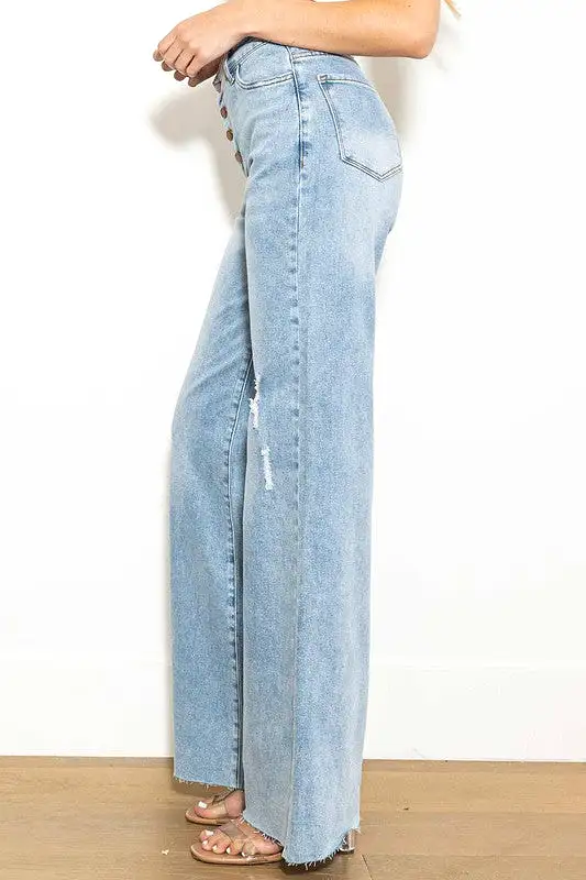 Saylor Criss Cross High Waisted Wide Leg Jeans [online exclusive]