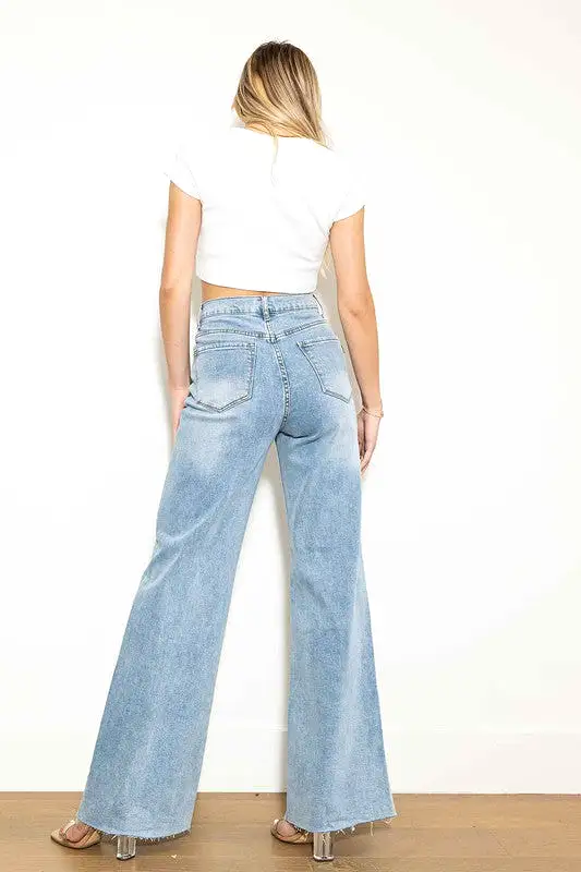 Saylor Criss Cross High Waisted Wide Leg Jeans [online exclusive]