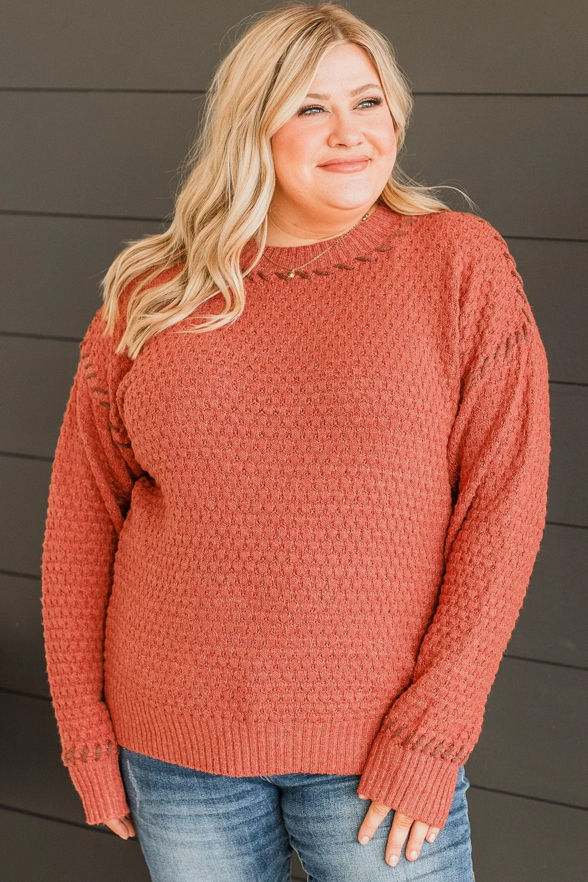 Secret Admirer Knit Sweater- Rust