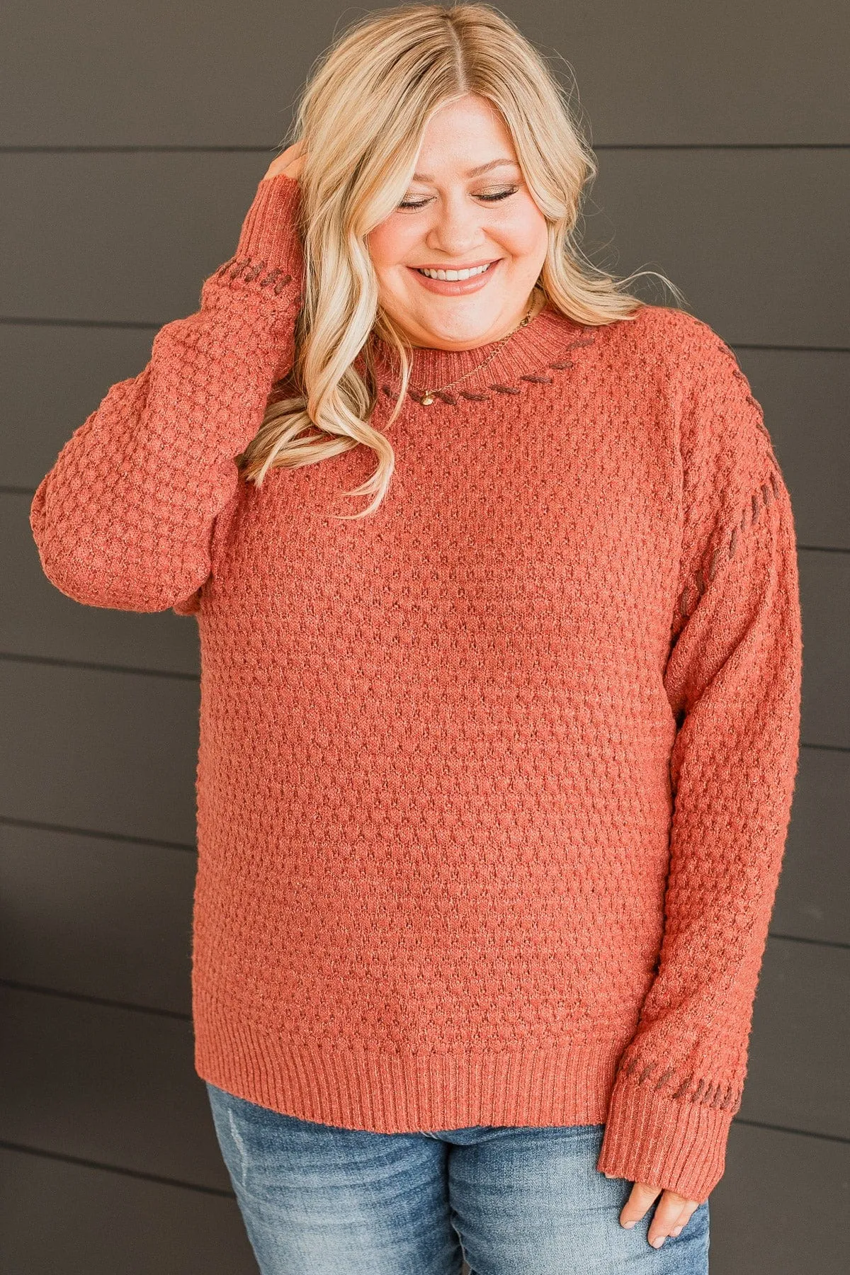 Secret Admirer Knit Sweater- Rust