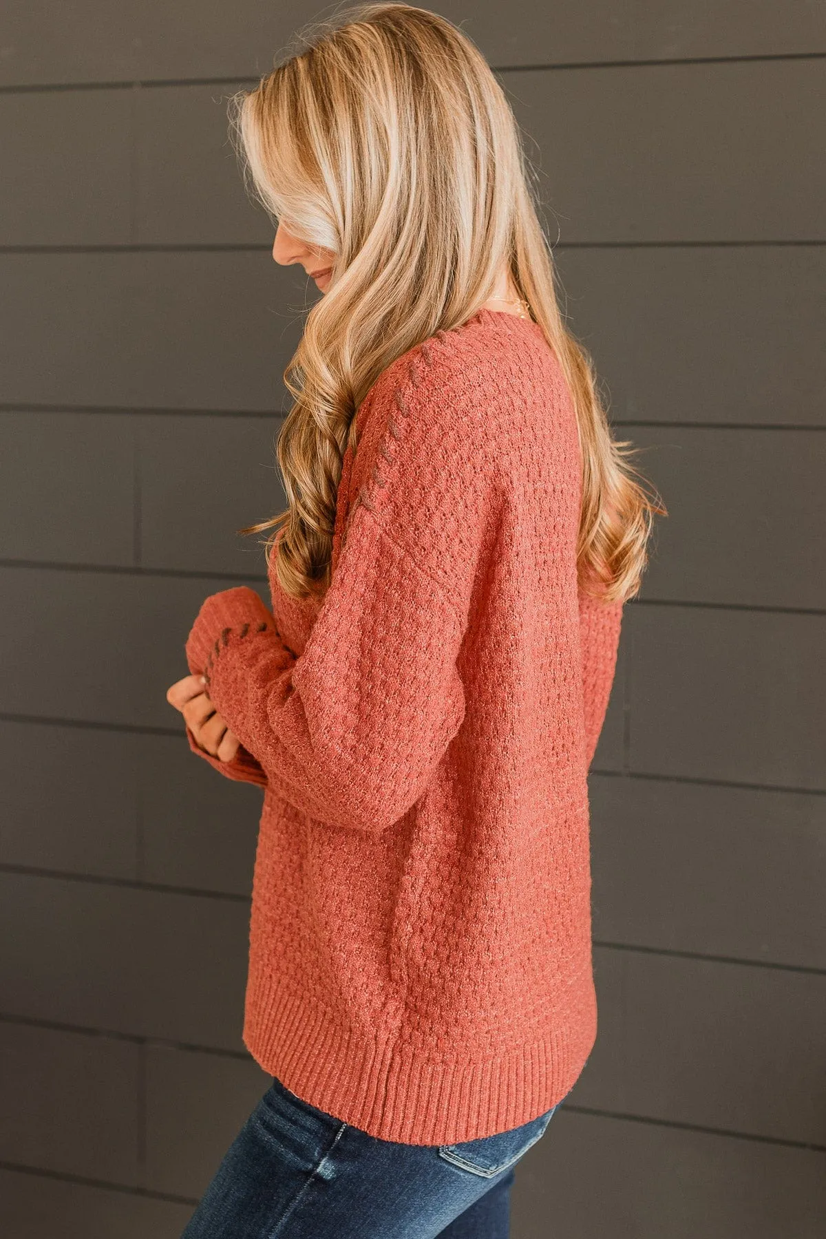 Secret Admirer Knit Sweater- Rust