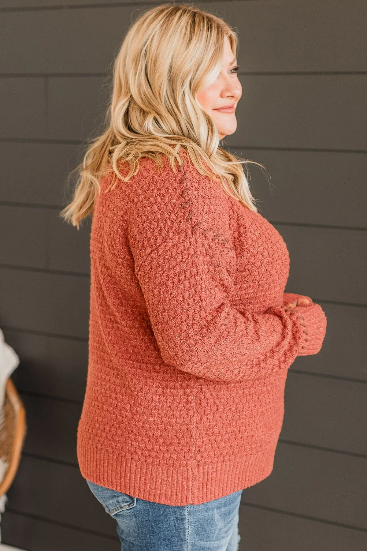 Secret Admirer Knit Sweater- Rust