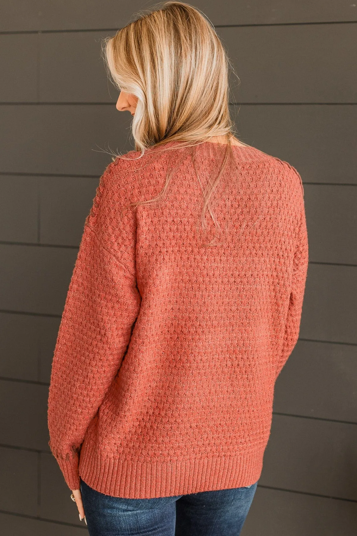 Secret Admirer Knit Sweater- Rust