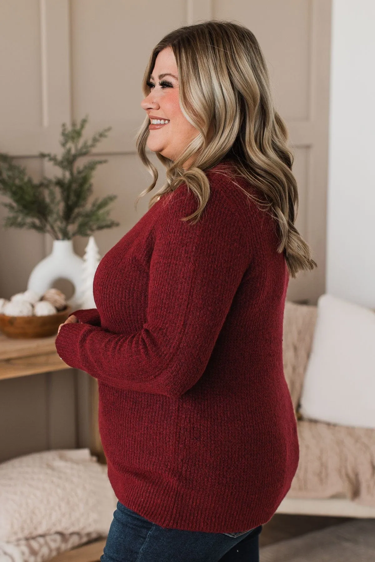 Simply Unforgettable Knit Sweater- Burgundy