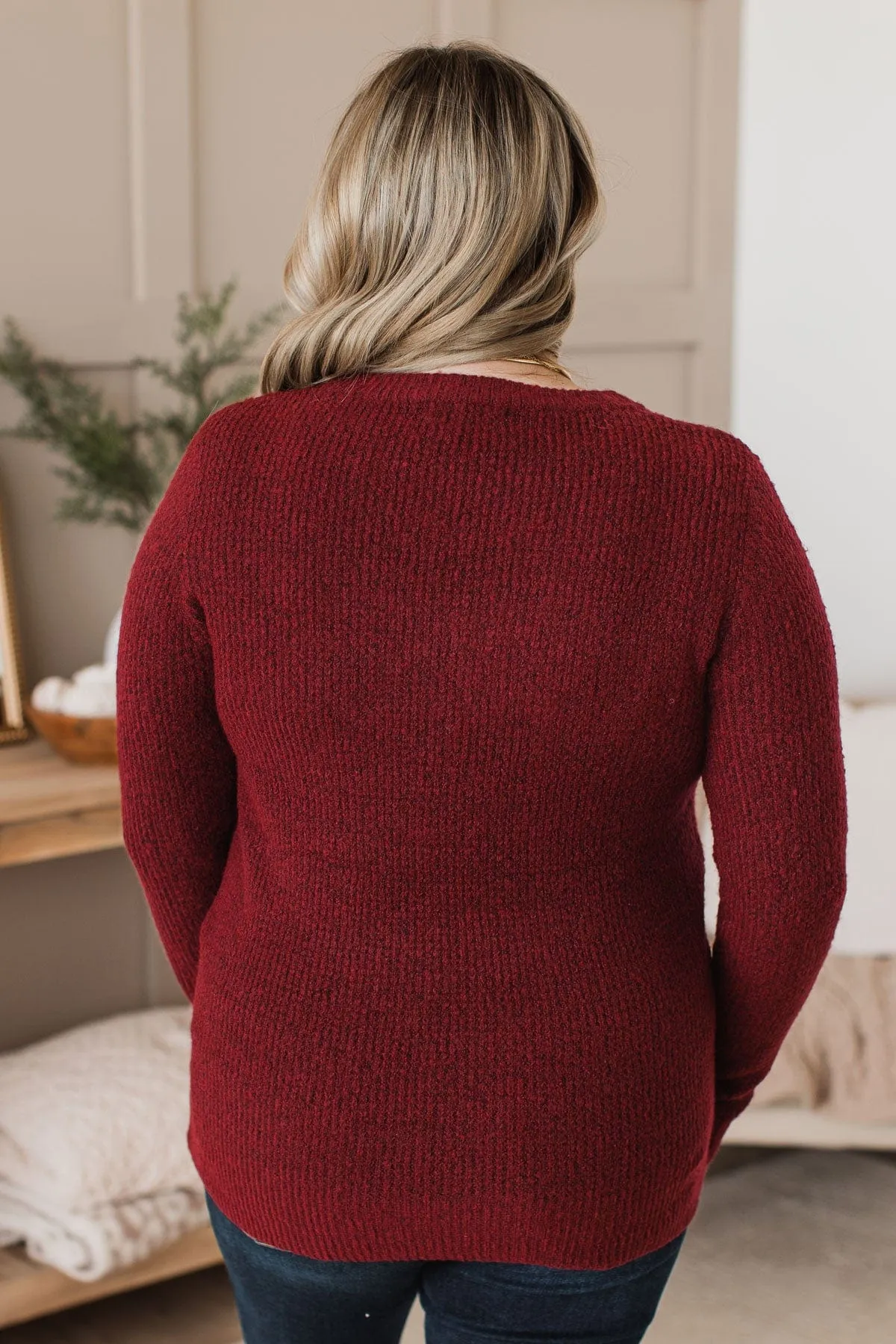 Simply Unforgettable Knit Sweater- Burgundy