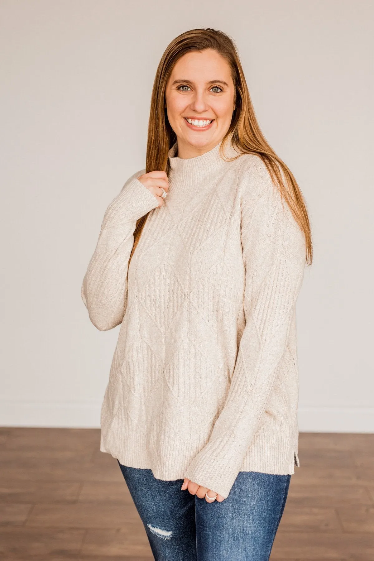 Snowflake Kisses Knit Sweater- Oatmeal