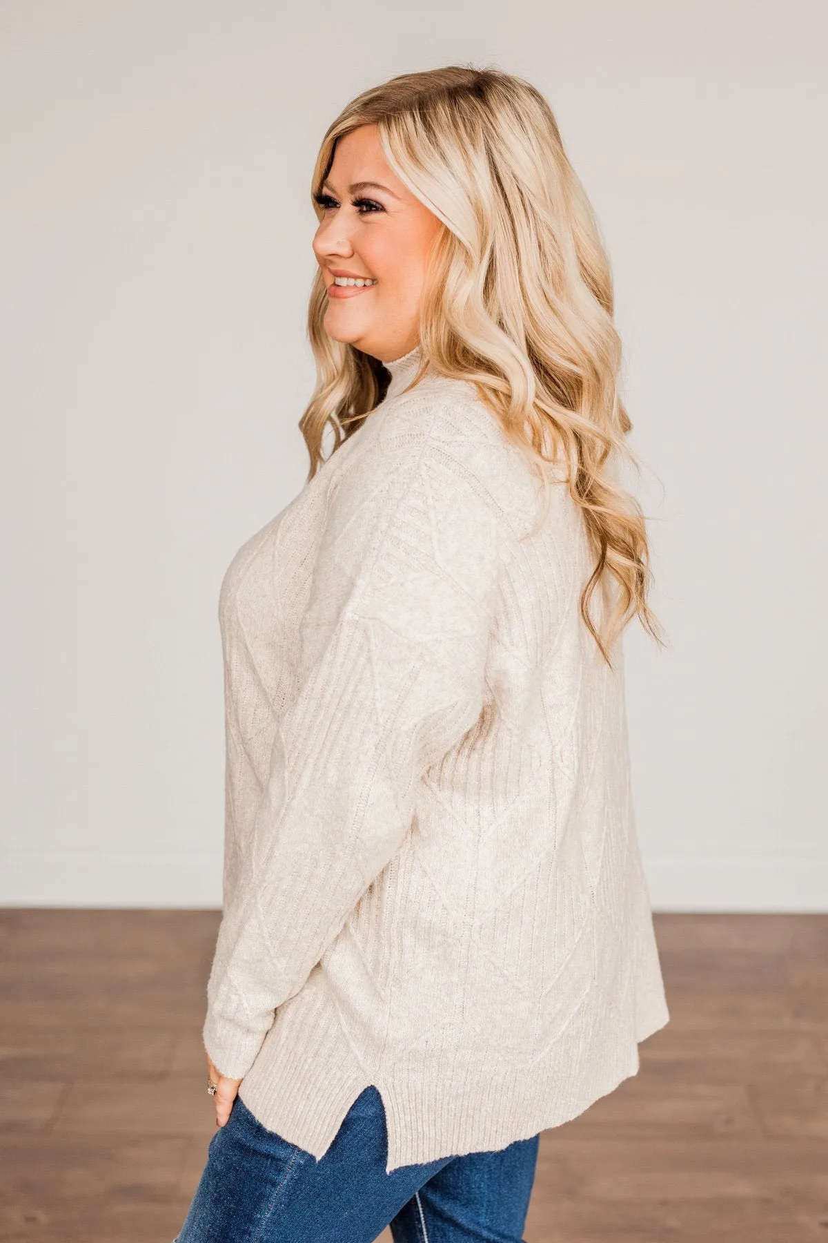 Snowflake Kisses Knit Sweater- Oatmeal