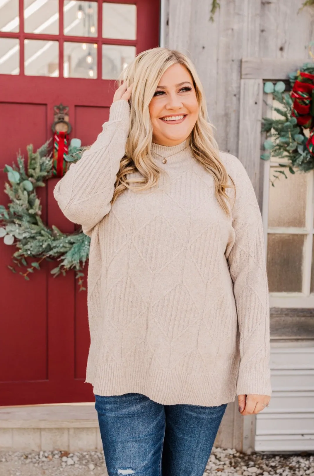 Snowflake Kisses Knit Sweater- Oatmeal