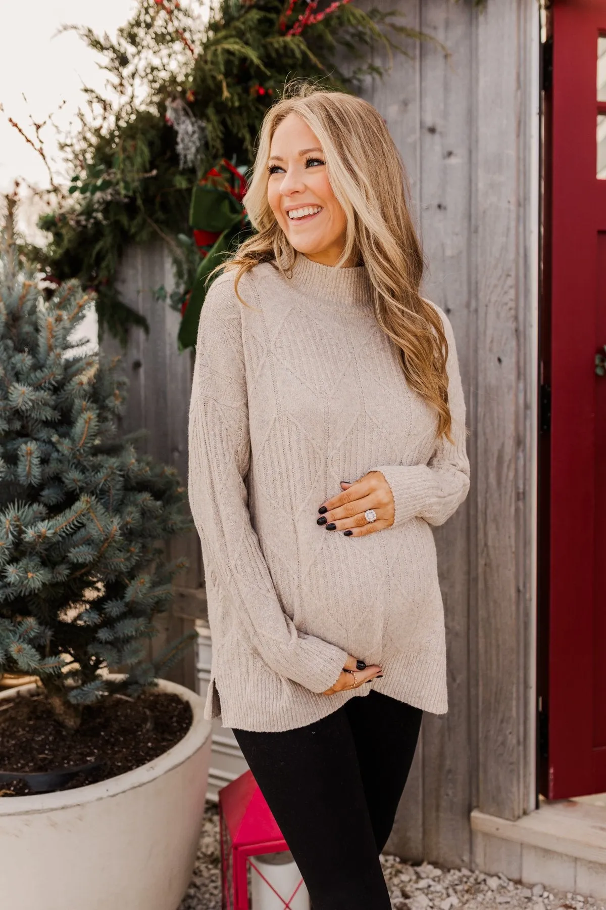 Snowflake Kisses Knit Sweater- Oatmeal