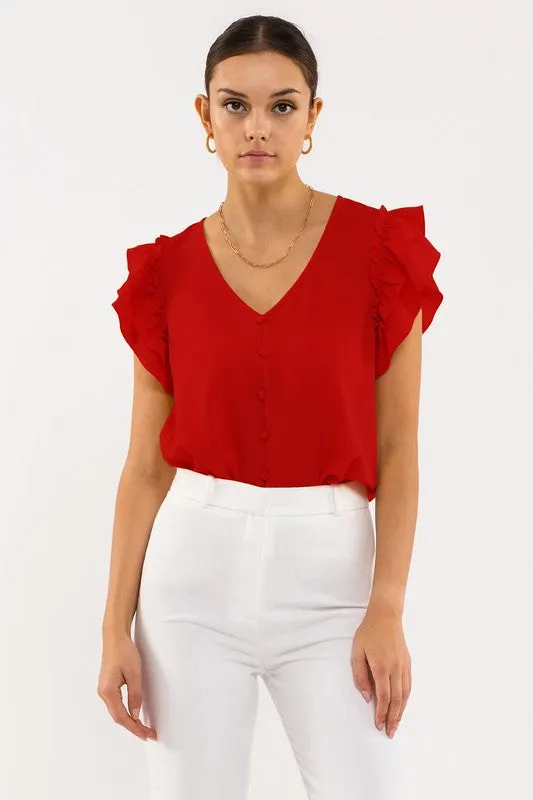 So Classy Ruffle Sleeve Blouse - 3 Colors