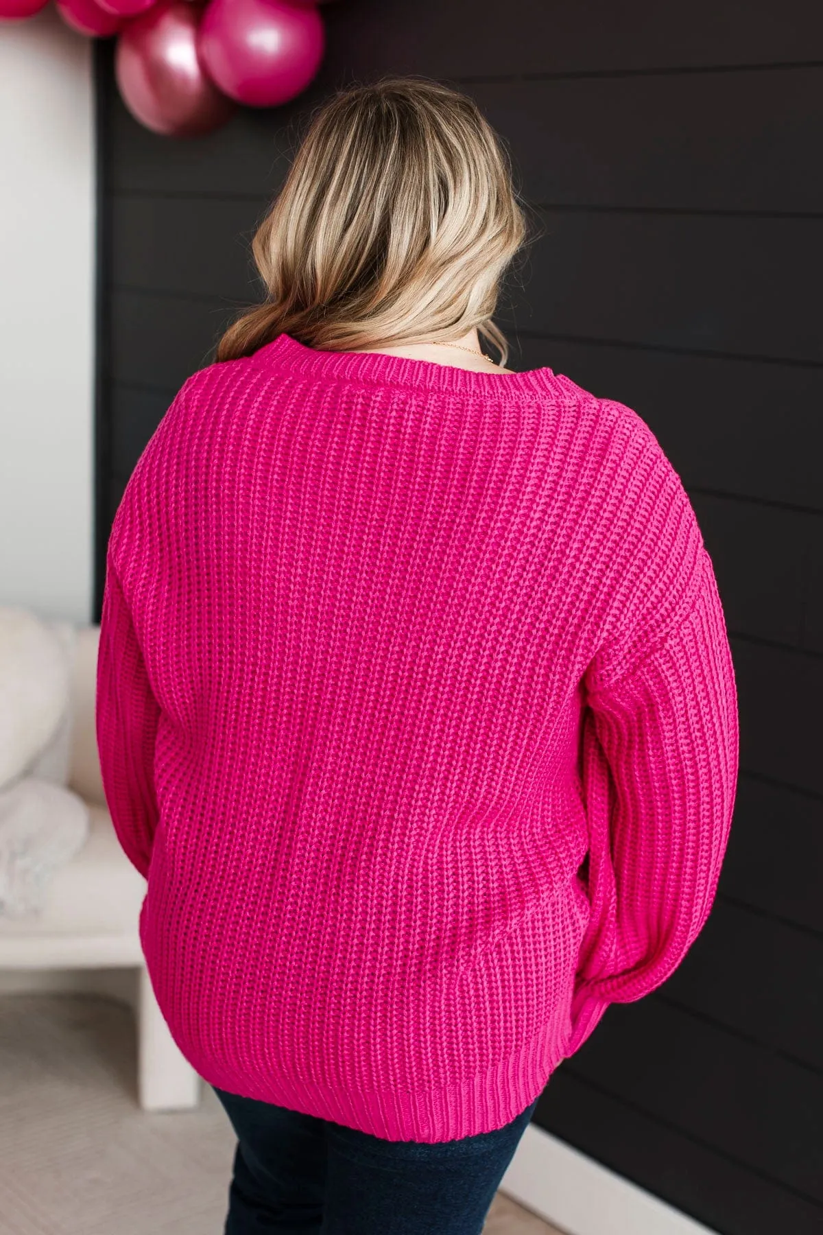 Sparkling Passion Knit Sweater- Fuchsia