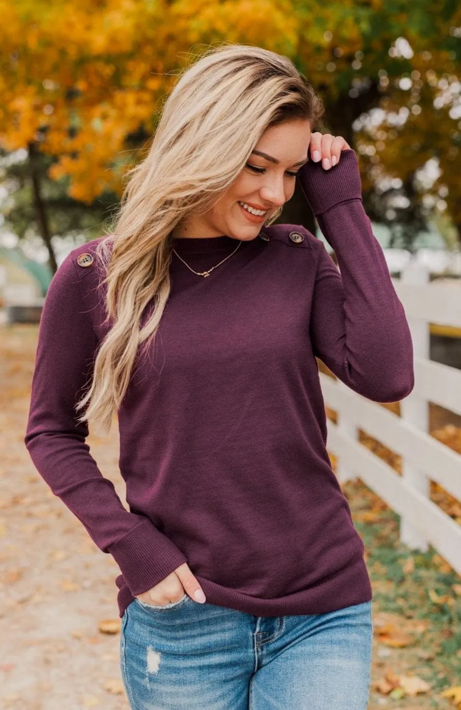 Stay Cozy Knit Sweater- Eggplant