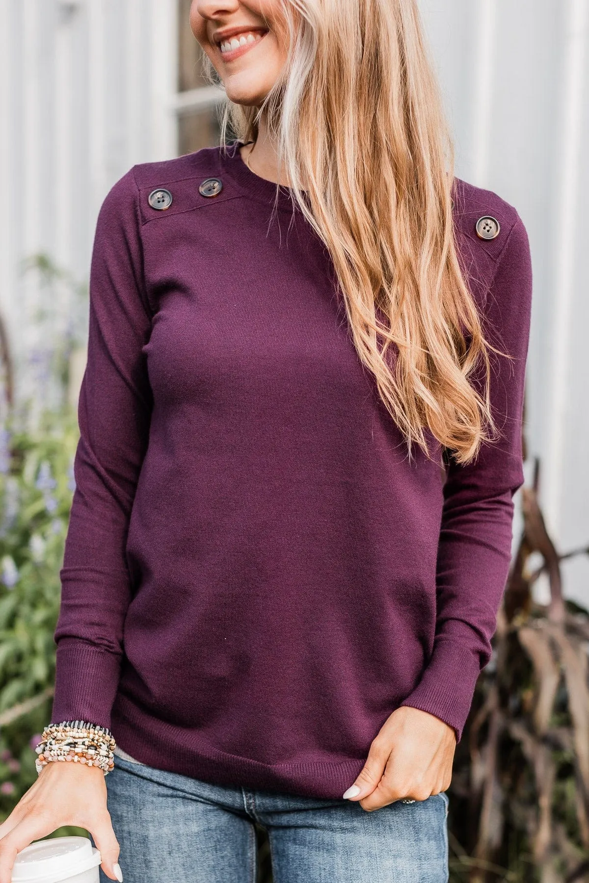 Stay Cozy Knit Sweater- Eggplant