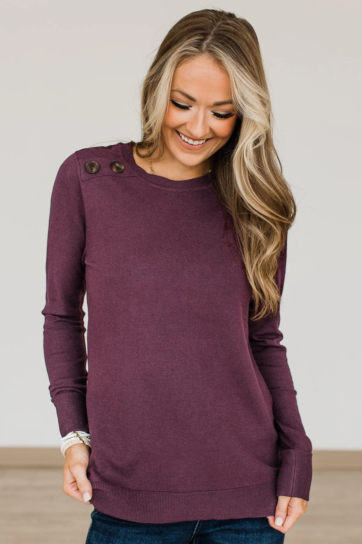 Stay Cozy Knit Sweater- Eggplant