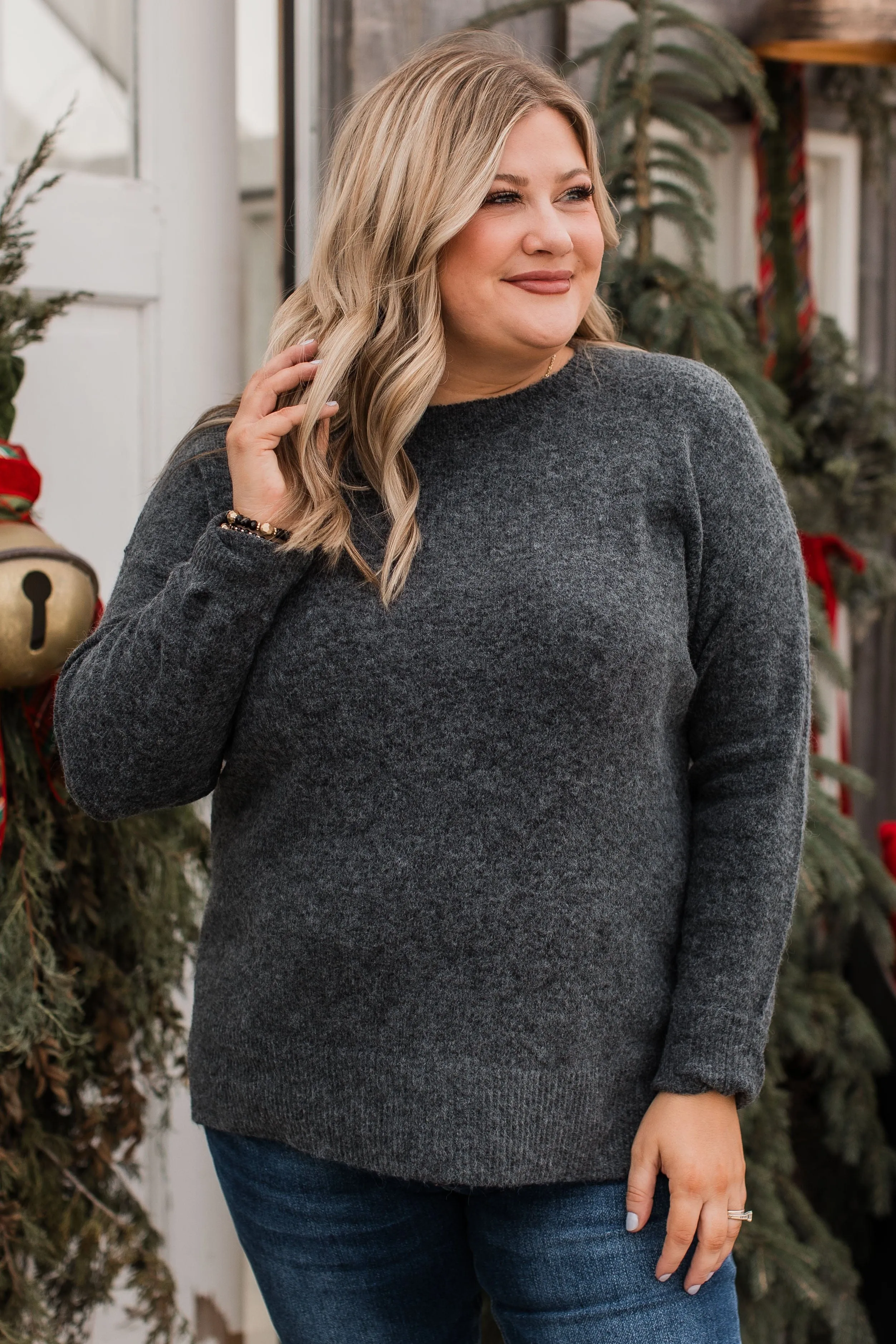 Sweet Harmony Knit Sweater- Charcoal