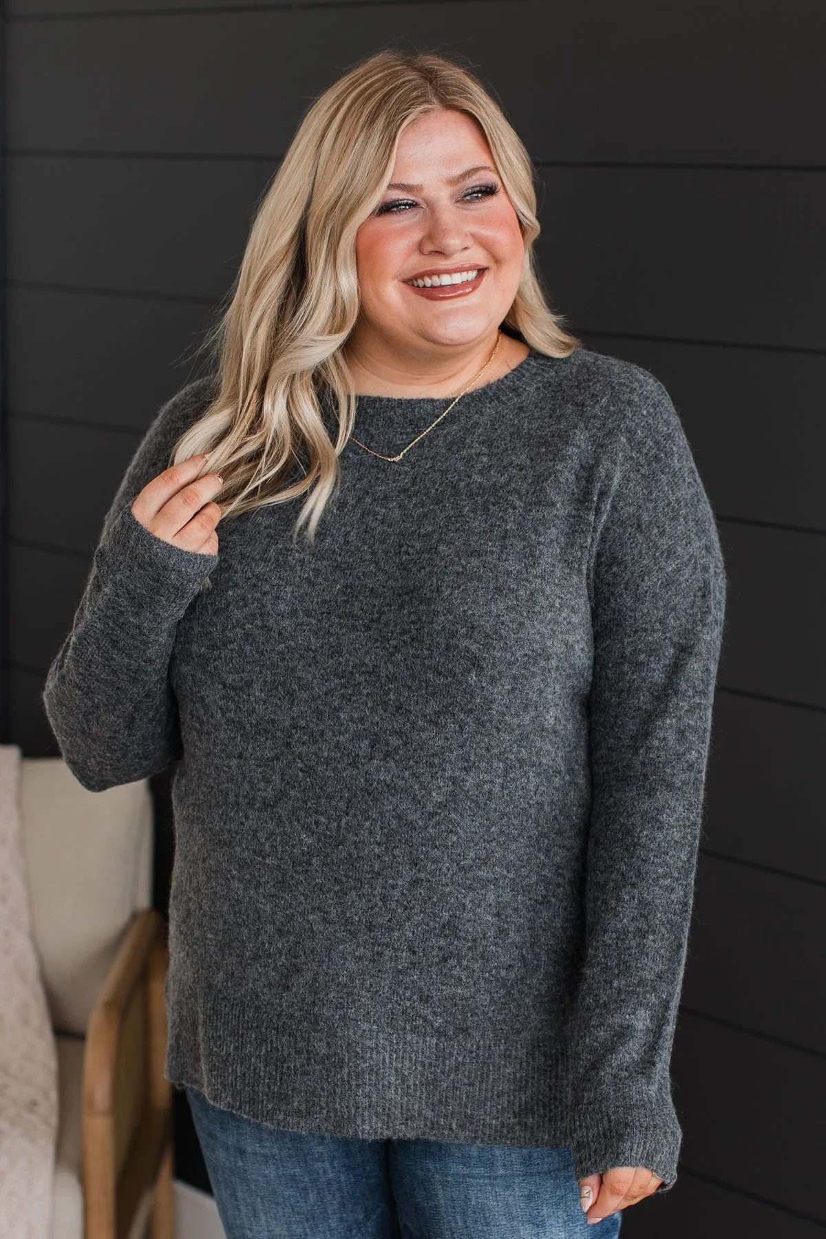 Sweet Harmony Knit Sweater- Charcoal