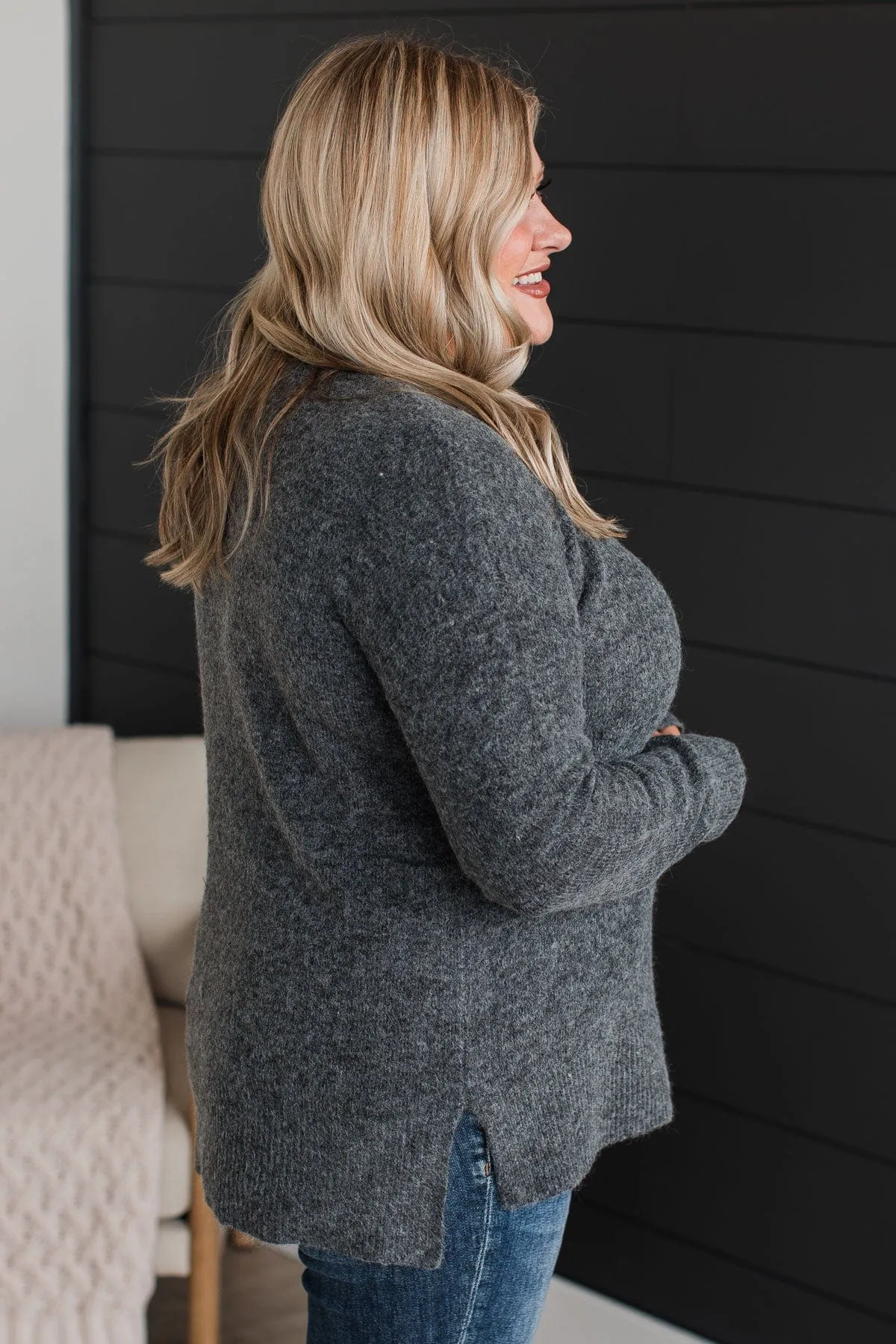 Sweet Harmony Knit Sweater- Charcoal