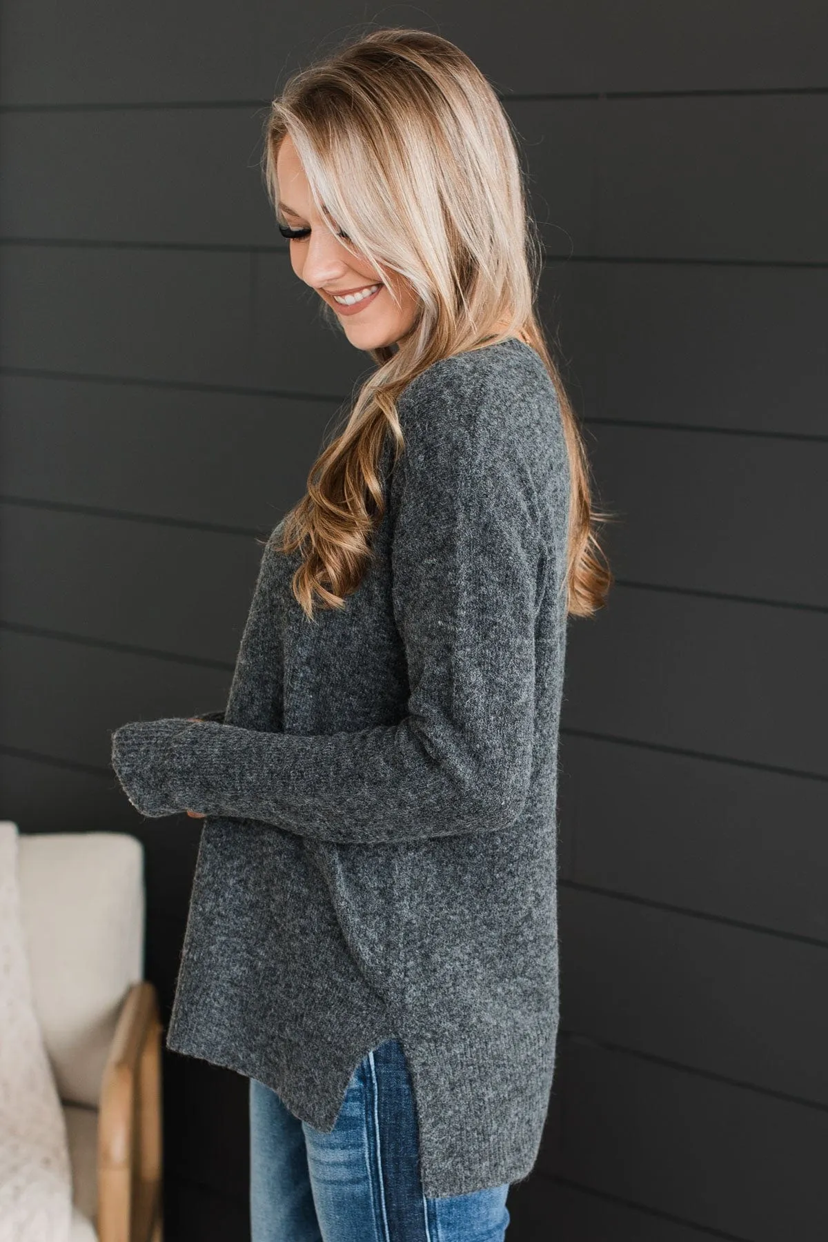 Sweet Harmony Knit Sweater- Charcoal