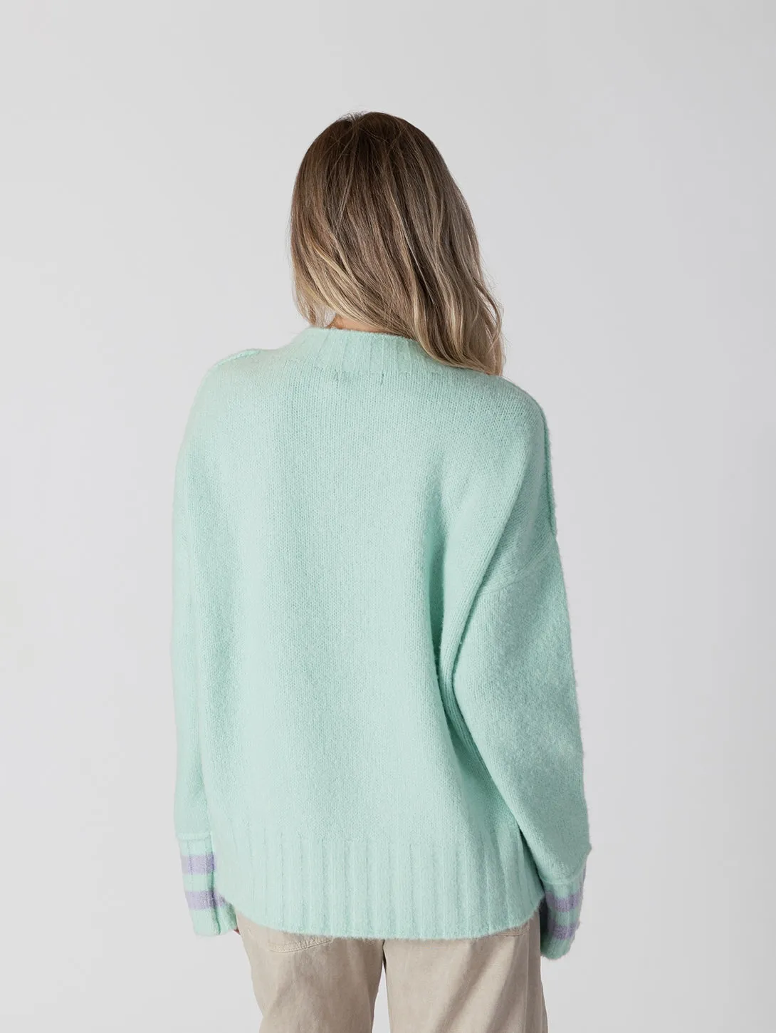 Tanya Heart Sweater - Mint Lavender