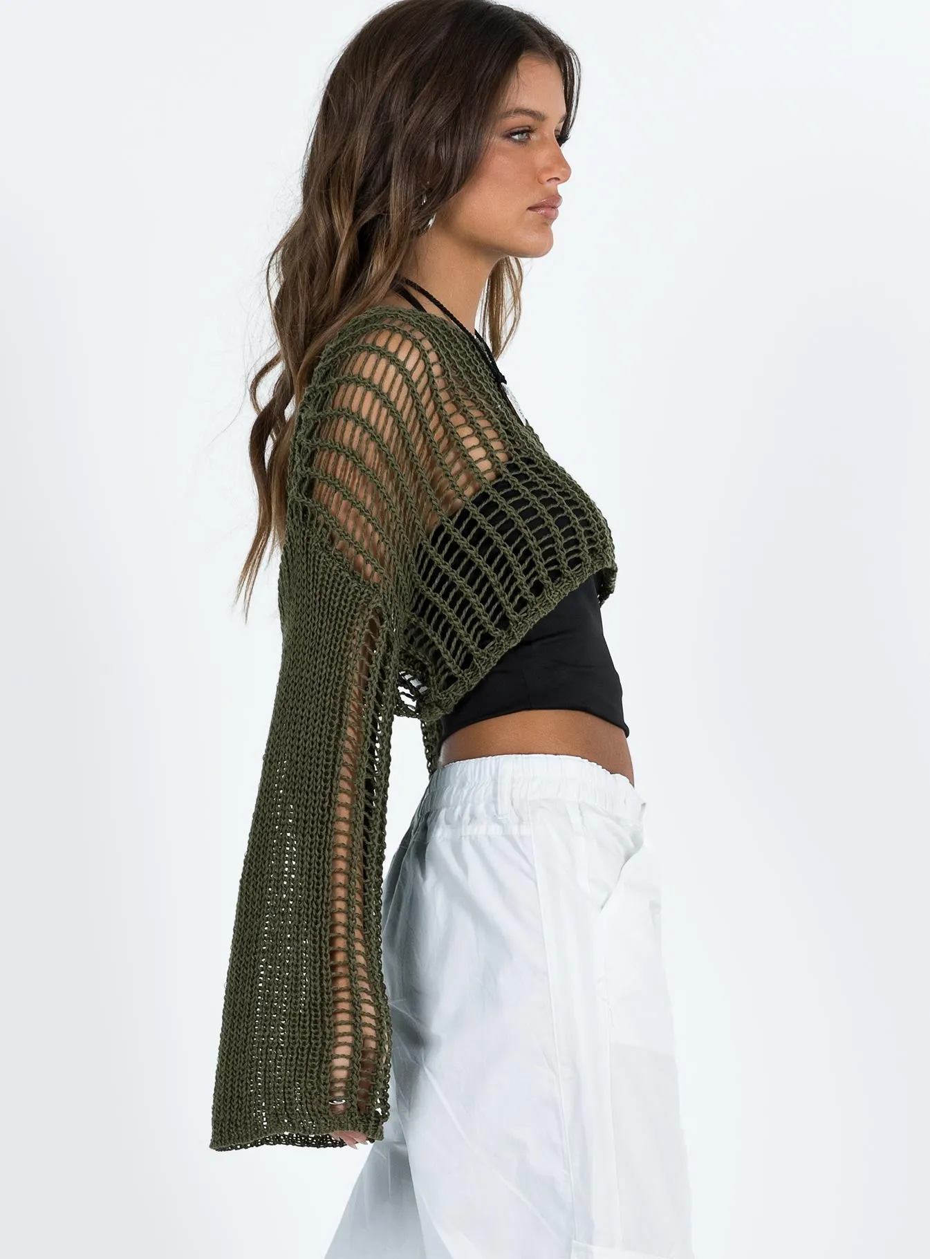 The Kennedy Cropped Sweater Olive