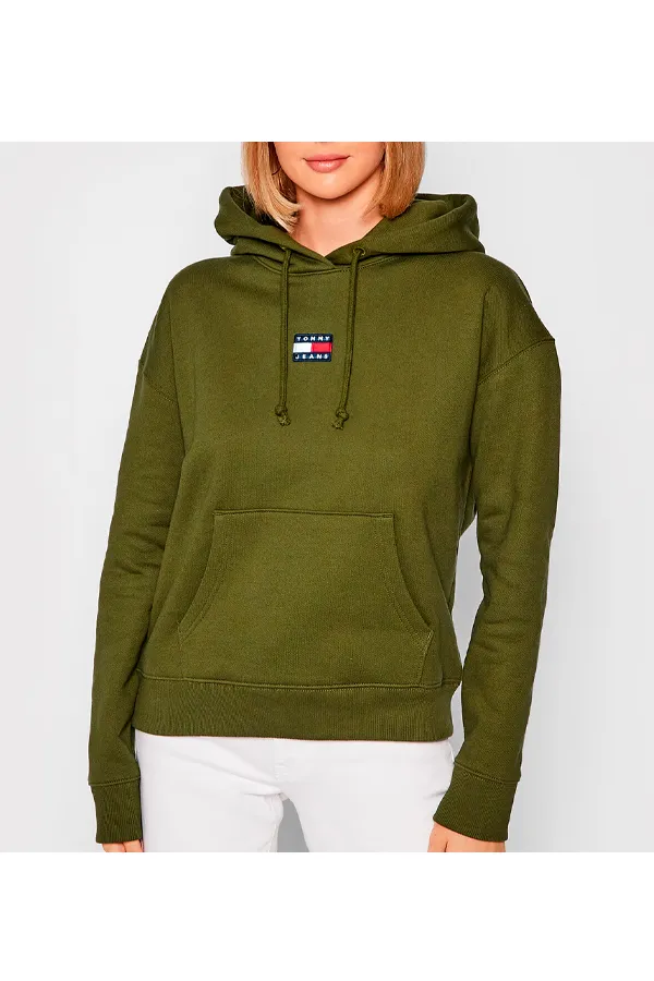 Tommy Hilfiger Women Center Badge Hoodie Army