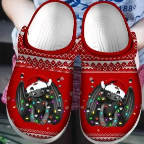 Toothless Santa Hat Ugly Pattern Christmas Crocs Crocband Clog Shoes For Men Women