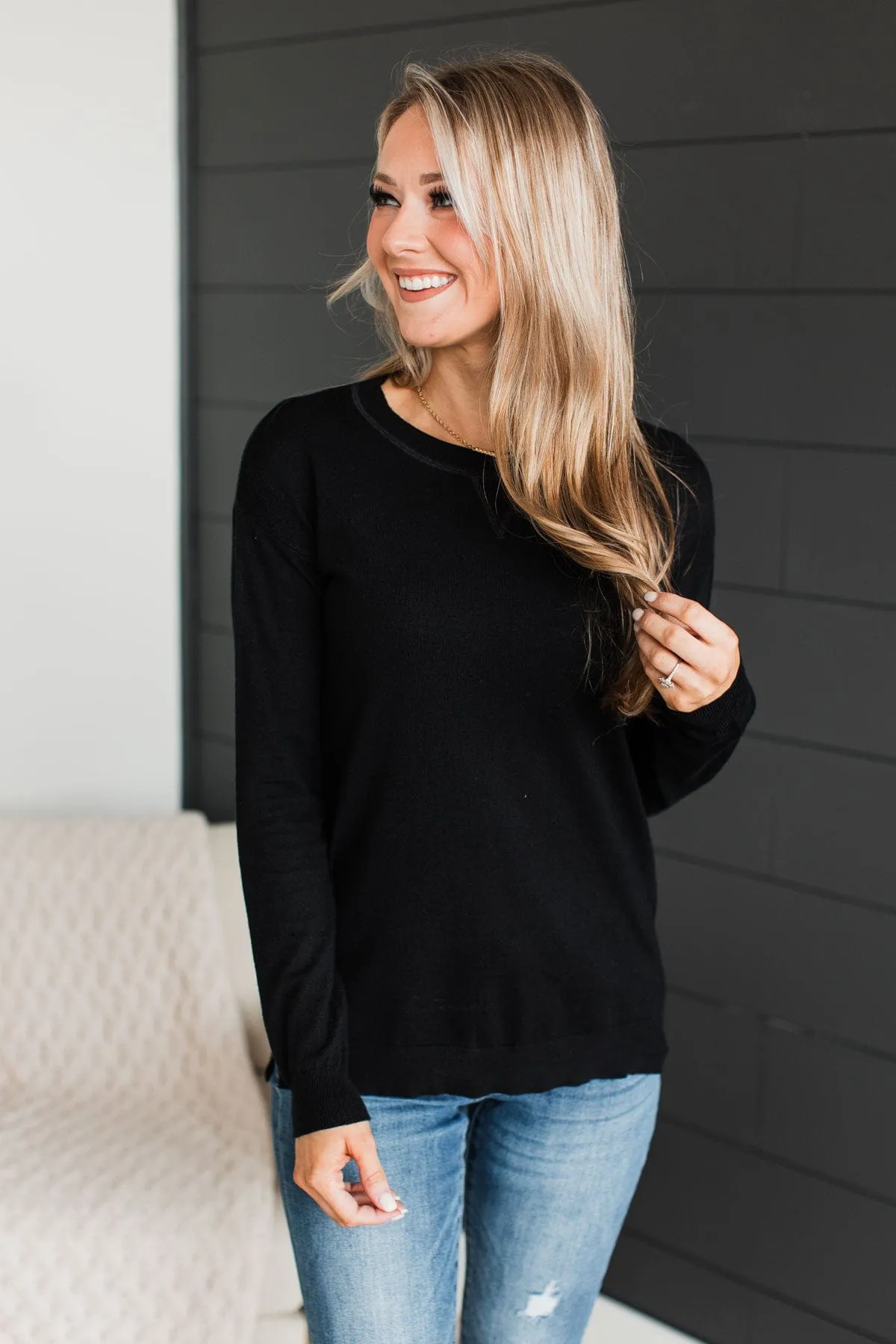 Unforgettable Feeling Knit Sweater- Black