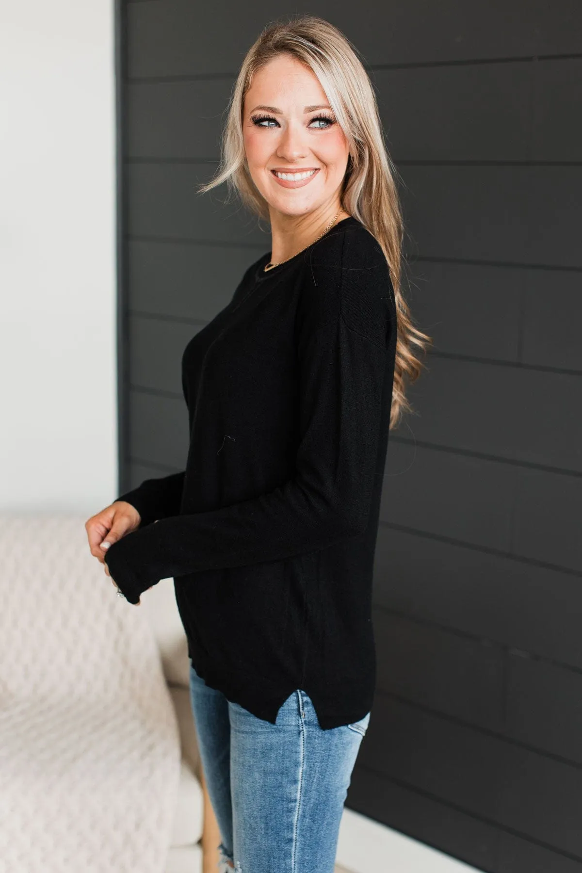 Unforgettable Feeling Knit Sweater- Black