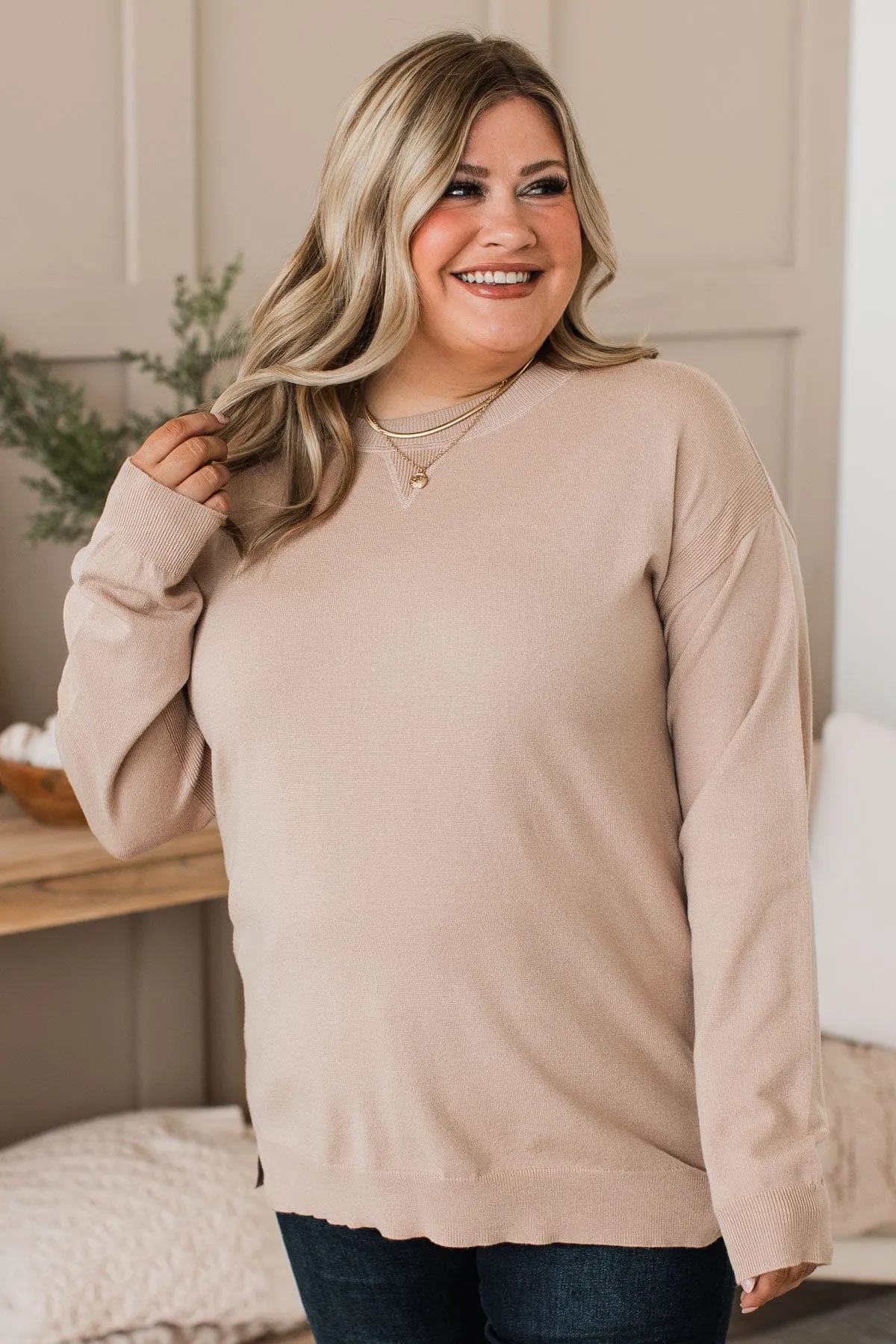 Unforgettable Feeling Knit Sweater- Taupe