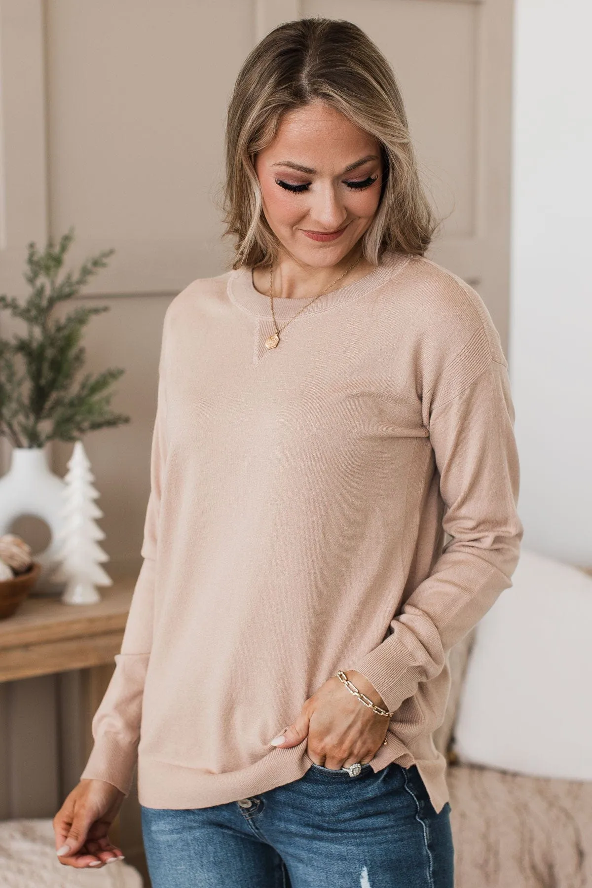 Unforgettable Feeling Knit Sweater- Taupe