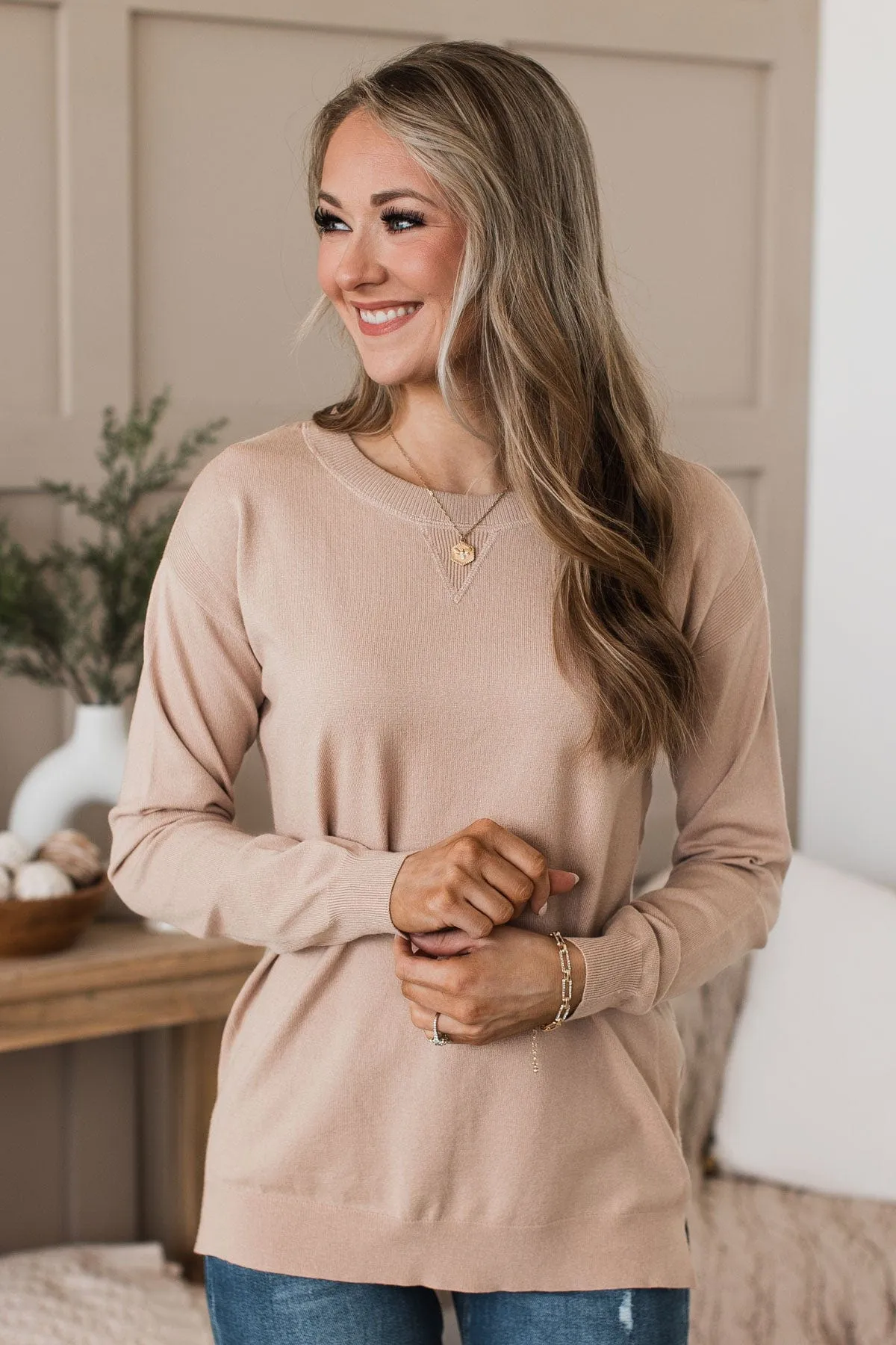 Unforgettable Feeling Knit Sweater- Taupe