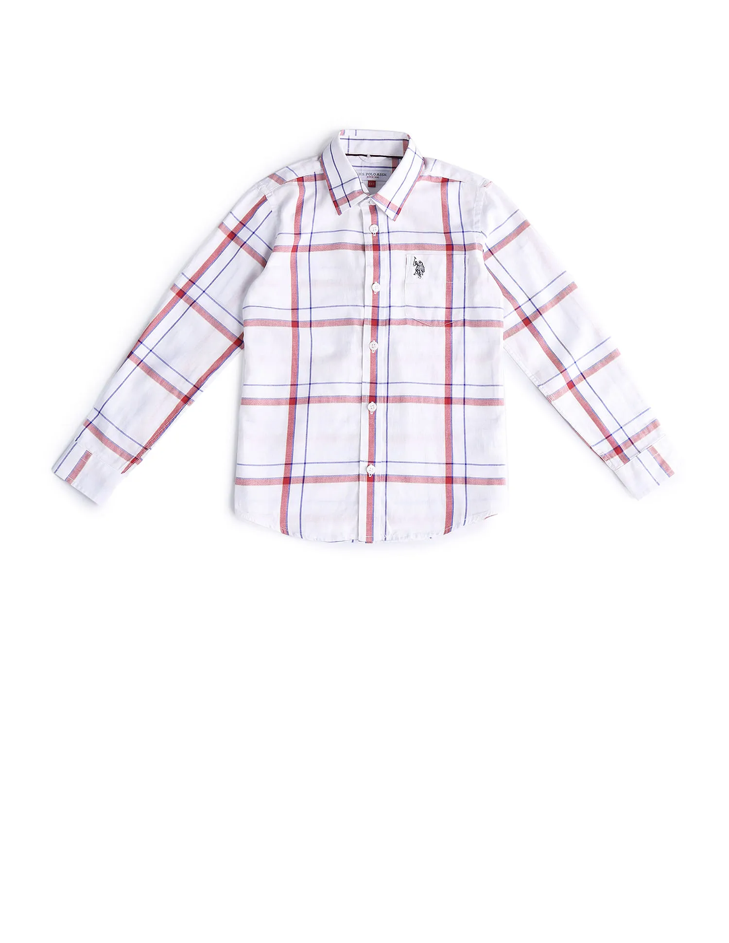 U.S. Polo Assn. Kids Boys Regular Fit Grid Tattersall Checks Shirt