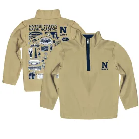 Vive La Fete Navy Midshipmen Youth Gold  Impressions Artwork Quarter-Zip Jacket