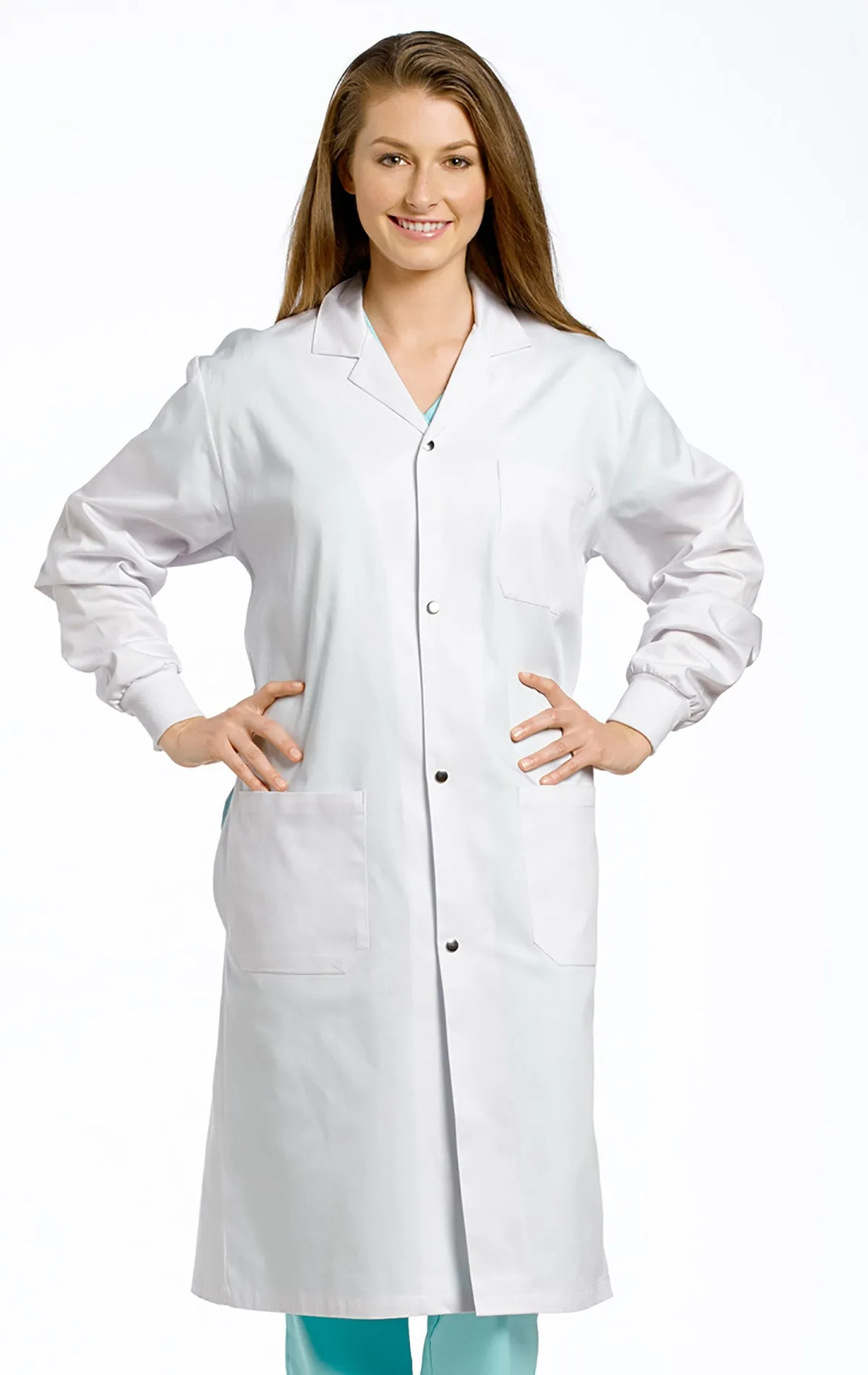 White Cross Unisex LABCOAT WITH RIB CUFF