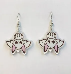 White Cute Kawaii Bat Halloween Acrylic Earrings