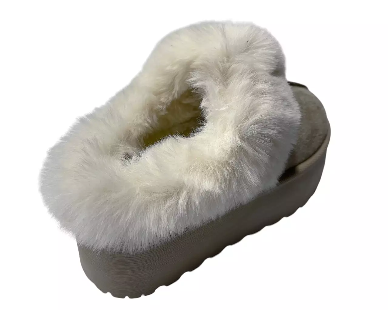 Women's Faux Suede Platform Slip On fur Slippers