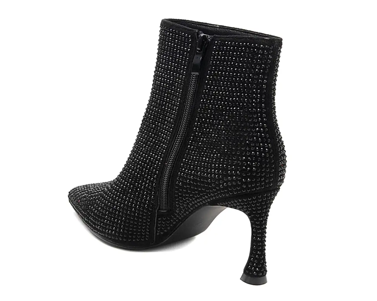 Women's Ideal Shoes 3671 Crystals Ankle Boots Black