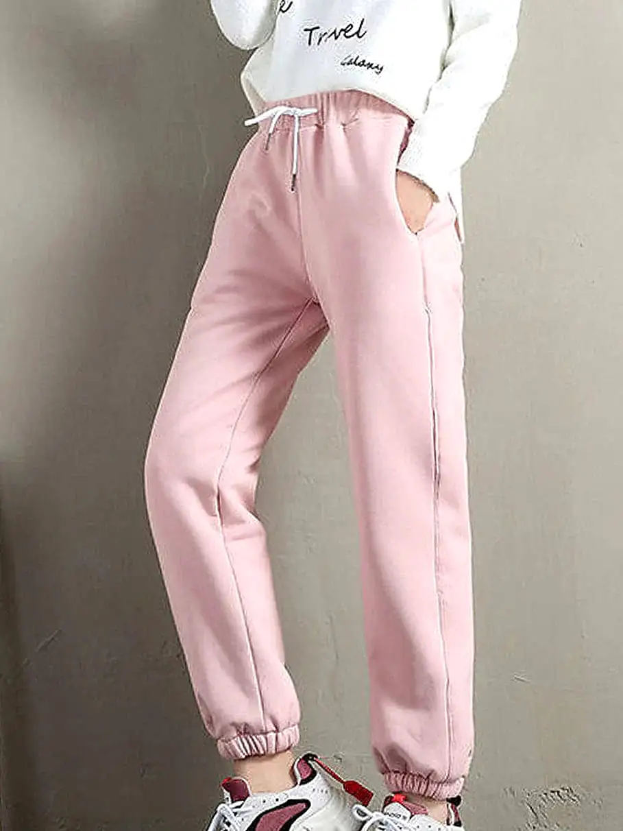 Women's Micro-Elastic High Waist Fleece Sweatpants Joggers for Fall and Winter