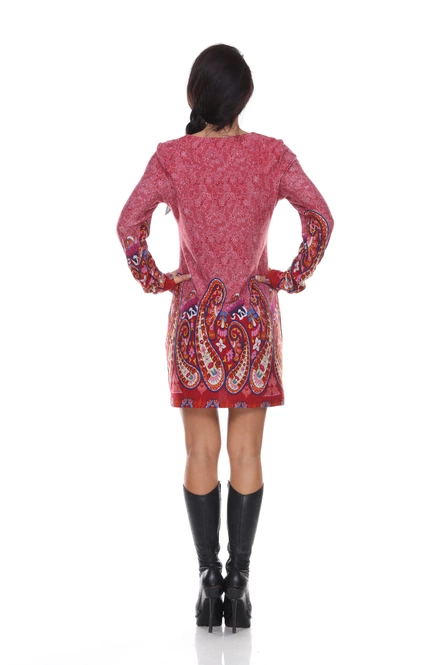 Women's Paisley Embroidered Sweater Dress